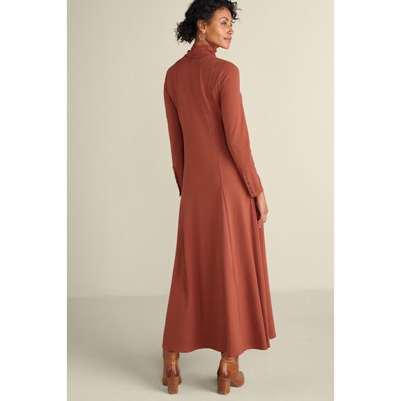 Soft Surroundings Jackie Jersey Knit Turtleneck Maxi Dress Womens XS Orange - Picture 2 of 7